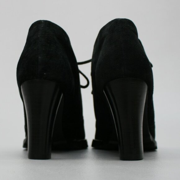 Colin Stuart Ladies 5.5 Black Nubuck Suede Ankle Heel Bootie Chukka Granny boots - Picture 5 of 11